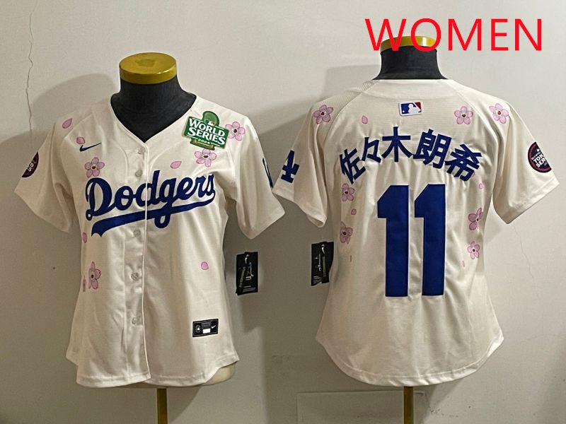 Women Los Angeles Dodgers #11 R.Sasaki Cream Sakura Edition 2025 Nike MLB Jersey style 37